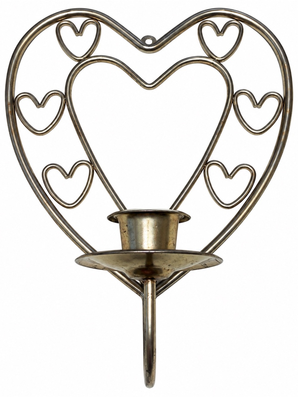Source Unknown Brass Heart Candle Wall Holder
